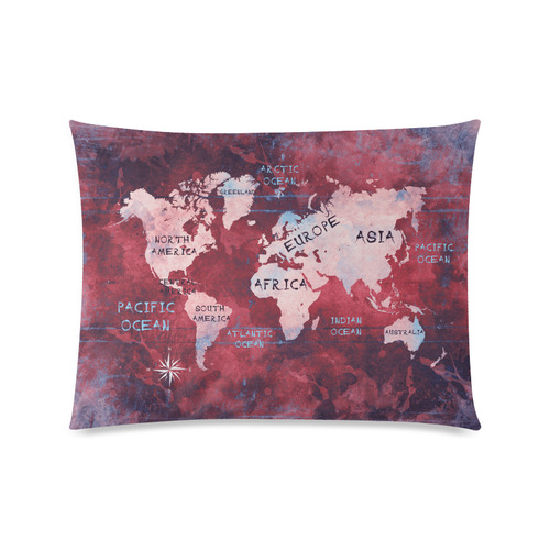 world map Custom Zippered Pillow Case 20"x26"(Twin Sides)