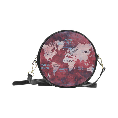 world map Round Sling Bag (Model 1647)