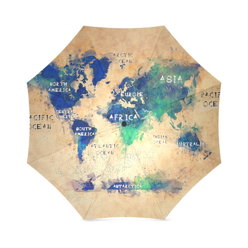 world map OCEANS and continents Foldable Umbrella (Model U01)