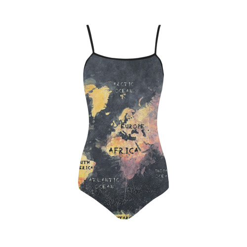 world map OCEANS and continents Strap Swimsuit ( Model S05)