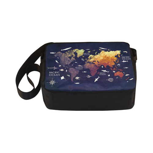 ocean world map Classic Cross-body Nylon Bags (Model 1632)