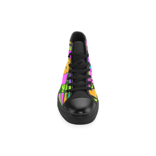 Abstract Art Squiggly Loops Multicolored Men’s Classic High Top Canvas Shoes /Large Size (Model 017)
