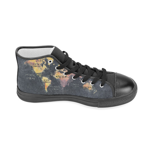 world map OCEANS and continents Men’s Classic High Top Canvas Shoes (Model 017)