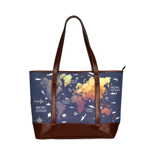 ocean world map Tote Handbag (Model 1642)