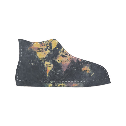 world map OCEANS and continents Men’s Classic High Top Canvas Shoes (Model 017)