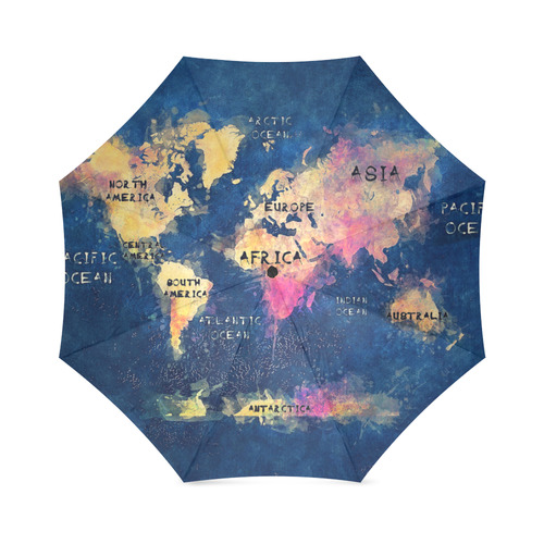 world map oceans and continents Foldable Umbrella (Model U01)