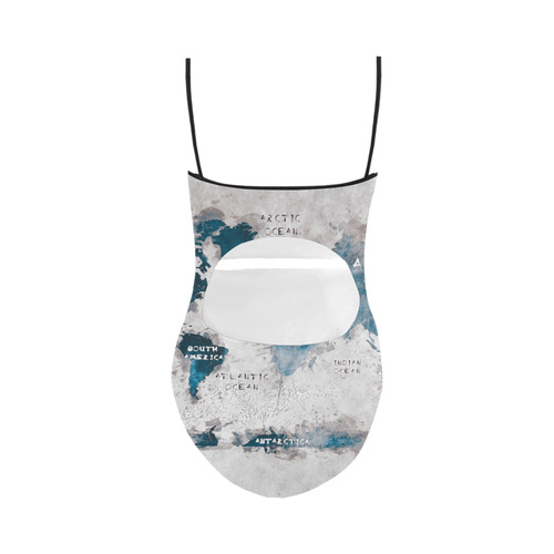 world map OCEANS and continents Strap Swimsuit ( Model S05)