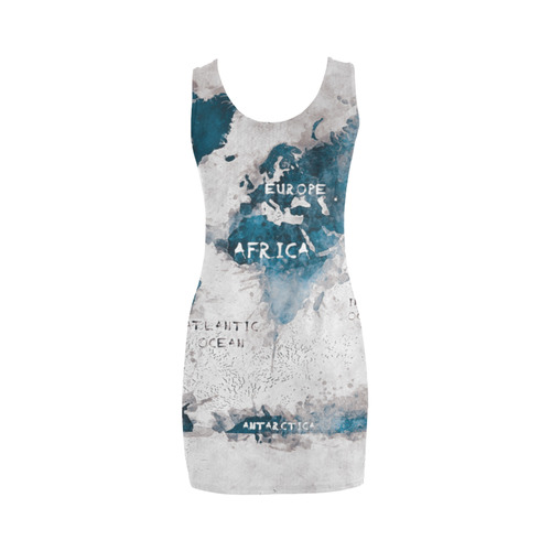 world map OCEANS and continents Medea Vest Dress (Model D06)