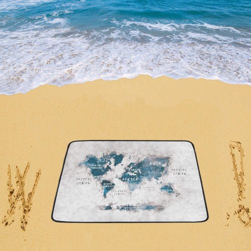 world map OCEANS and continents Beach Mat 78"x 60"