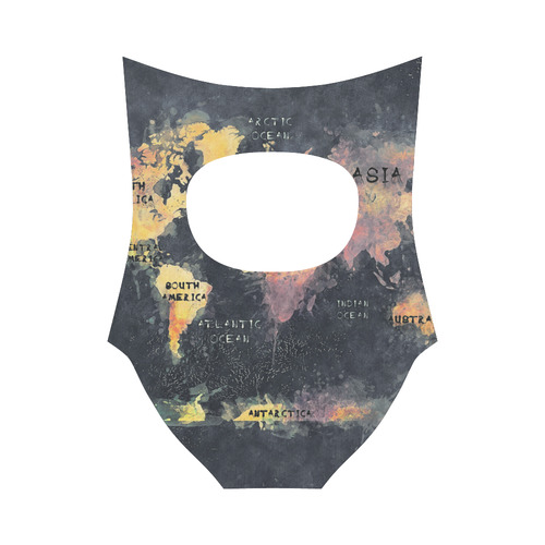 world map OCEANS and continents Strap Swimsuit ( Model S05)