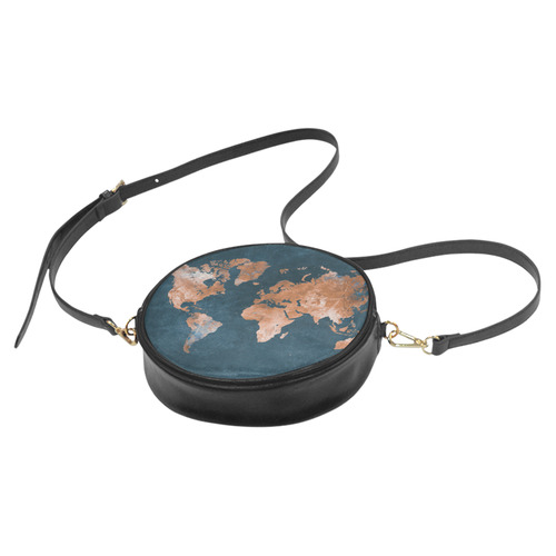 world map Round Sling Bag (Model 1647)