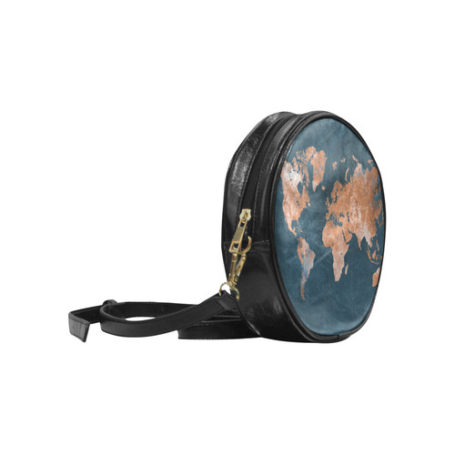 world map Round Sling Bag (Model 1647)