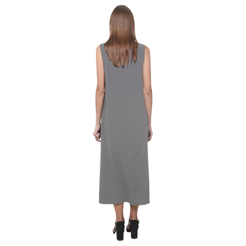 Steel Gray Phaedra Sleeveless Open Fork Long Dress (Model D08)