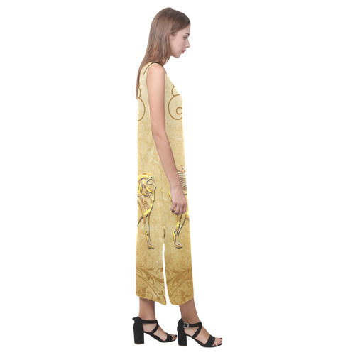 Wonderful egyptian sign in gold Phaedra Sleeveless Open Fork Long Dress (Model D08)
