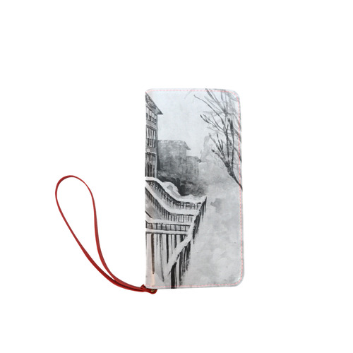 Brooklyn in a Snowstorm Black and White Women's Clutch Wallet (Model 1637)