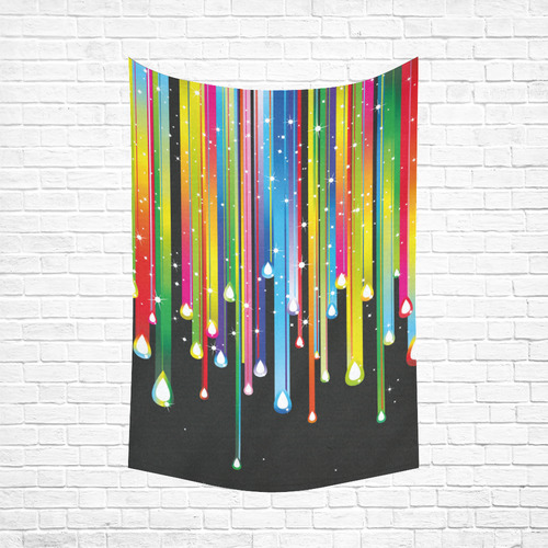 Colorful Stripes and Drops Cotton Linen Wall Tapestry 60"x 90"