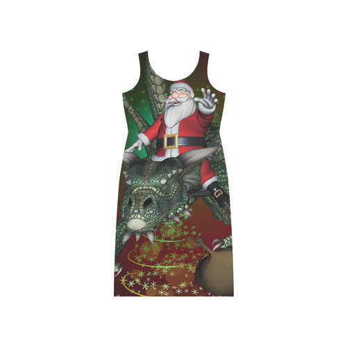 Santa Claus with dragon Phaedra Sleeveless Open Fork Long Dress (Model D08)