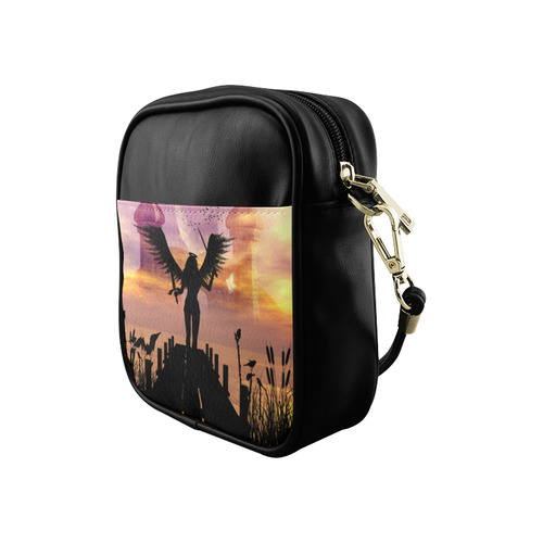 Angel on a jetty in the sunset Sling Bag (Model 1627)