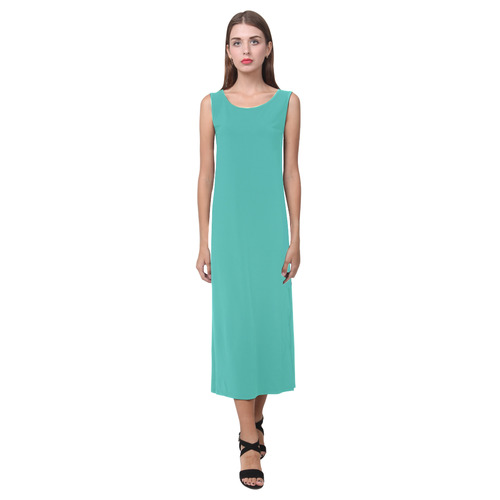 Turquoise Phaedra Sleeveless Open Fork Long Dress (Model D08)