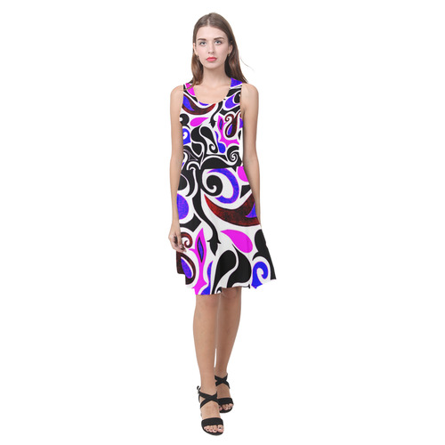 Wacky Retro Swirl Atalanta Casual Sundress(Model D04)