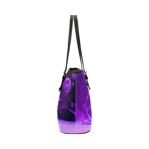 Purple Dreams Abstract by ArtformDesigns Leather Tote Bag/Large (Model 1651)