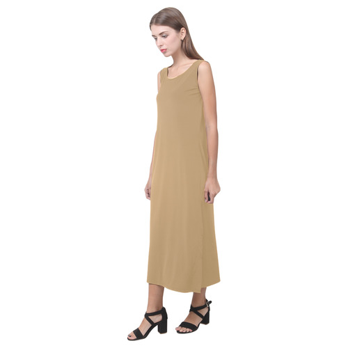 Pale Gold Phaedra Sleeveless Open Fork Long Dress (Model D08)