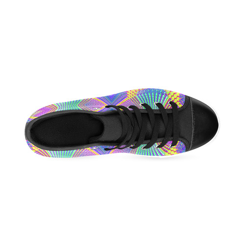 Multicolored Olympic Torches Fractal Abstract Men’s Classic High Top Canvas Shoes /Large Size (Model 017)