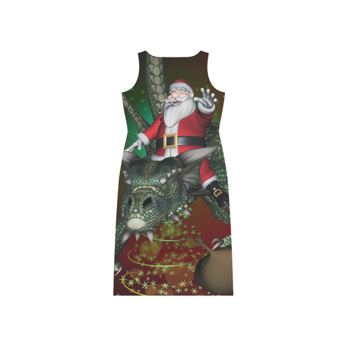 Santa Claus with dragon Phaedra Sleeveless Open Fork Long Dress (Model D08)