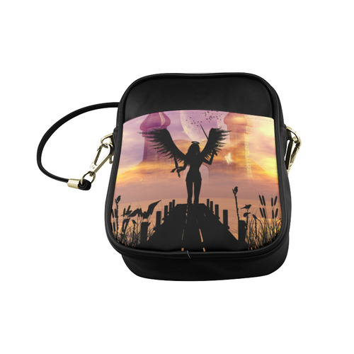 Angel on a jetty in the sunset Sling Bag (Model 1627)