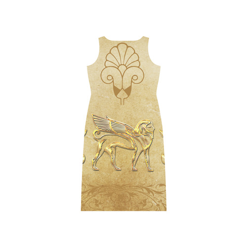 Wonderful egyptian sign in gold Phaedra Sleeveless Open Fork Long Dress (Model D08)