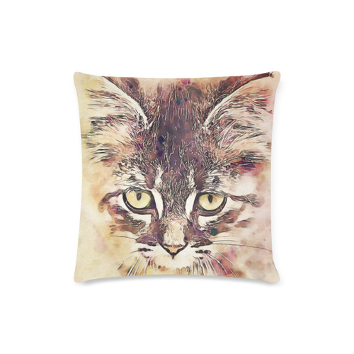 watercolor cat Custom Zippered Pillow Case 16"x16"(Twin Sides)