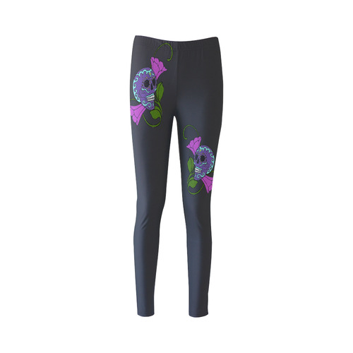 Día De Los Muertos Skull Flowers Cassandra Women's Leggings (Model L01)