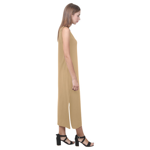 Pale Gold Phaedra Sleeveless Open Fork Long Dress (Model D08)