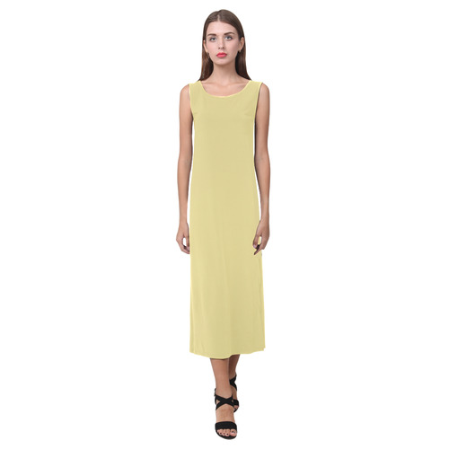 Custard Phaedra Sleeveless Open Fork Long Dress (Model D08)