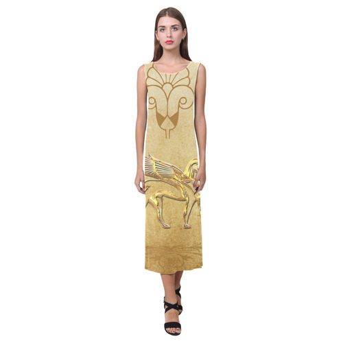 Wonderful egyptian sign in gold Phaedra Sleeveless Open Fork Long Dress (Model D08)