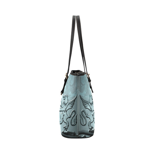 Scary skull with lion Leather Tote Bag/Large (Model 1651)