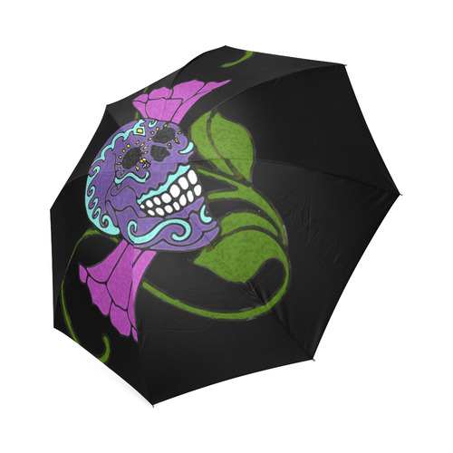 Día De Los Muertos Skull Flowers Foldable Umbrella (Model U01)