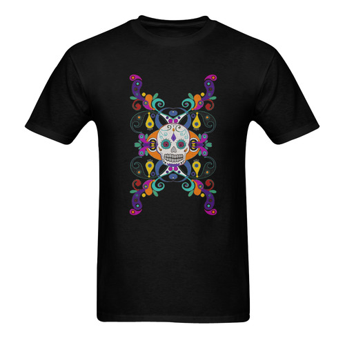 Día De Los Muertos Skull Ornaments Men's T-Shirt in USA Size (Two Sides Printing)