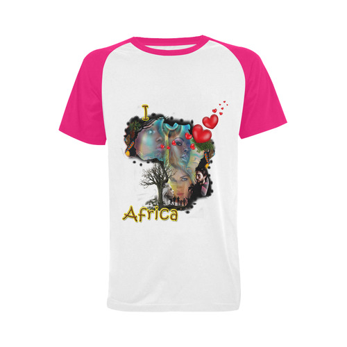I love africa Men's Raglan T-shirt Big Size (USA Size) (Model T11)