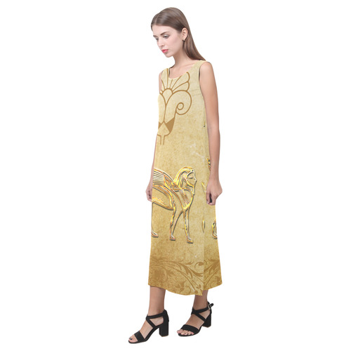 Wonderful egyptian sign in gold Phaedra Sleeveless Open Fork Long Dress (Model D08)