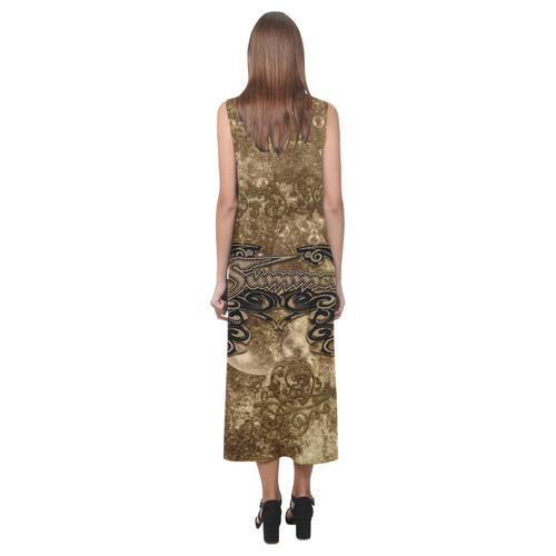 Summer design with bubbles Phaedra Sleeveless Open Fork Long Dress (Model D08)