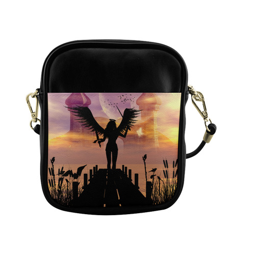 Angel on a jetty in the sunset Sling Bag (Model 1627)