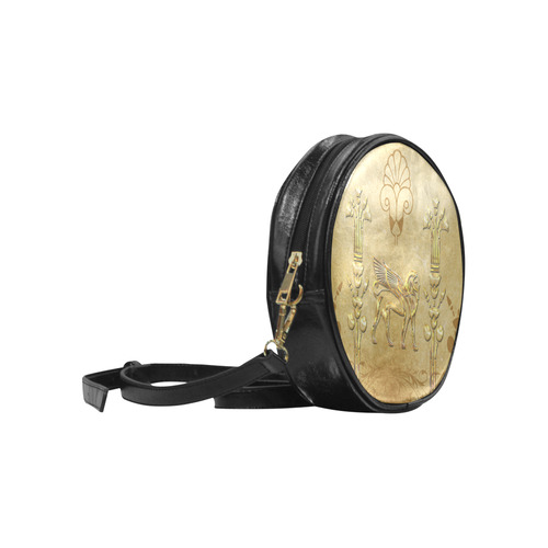 Wonderful egyptian sign in gold Round Sling Bag (Model 1647)