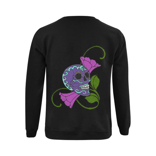 Día De Los Muertos Skull Flowers Gildan Crewneck Sweatshirt(NEW) (Model H01)