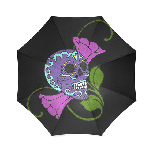 Día De Los Muertos Skull Flowers Foldable Umbrella (Model U01)