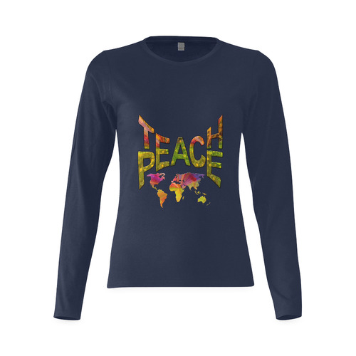 Teach Peace Sunny Women's T-shirt (long-sleeve) (Model T07)