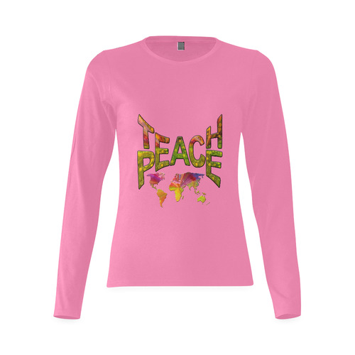 Teach Peace Sunny Women's T-shirt (long-sleeve) (Model T07)