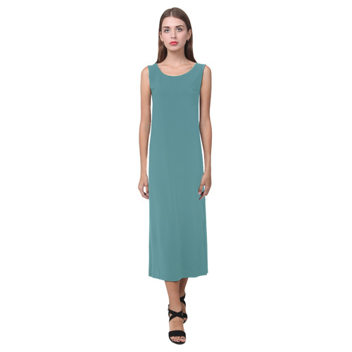 Teal Phaedra Sleeveless Open Fork Long Dress (Model D08)
