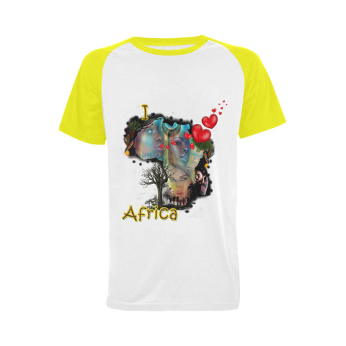 I love africa Men's Raglan T-shirt Big Size (USA Size) (Model T11)