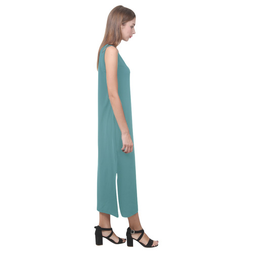 Teal Phaedra Sleeveless Open Fork Long Dress (Model D08)